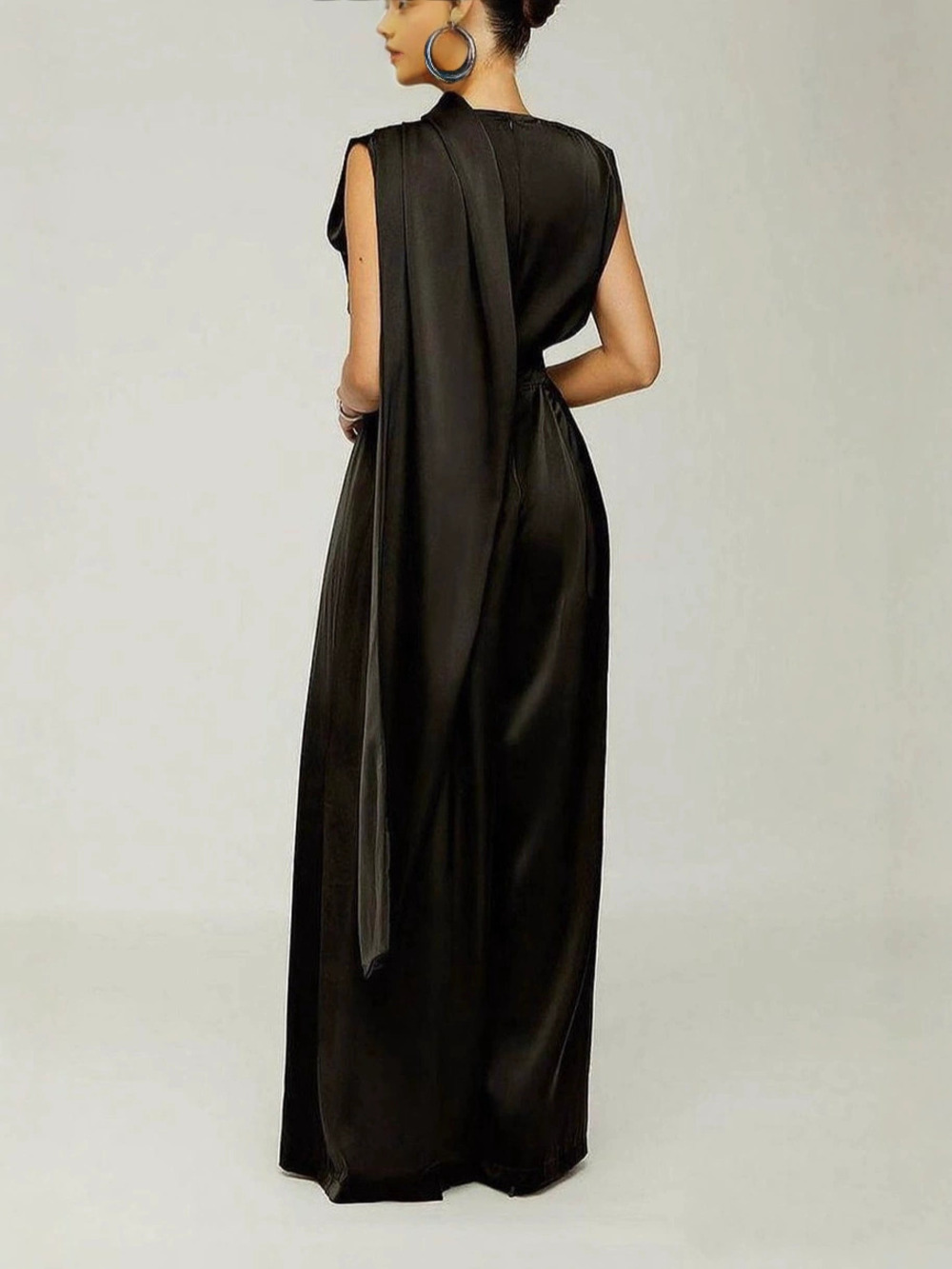 H&M Solid Color Slim Fit Chic Casual Jumpsuit Wide Leg Long Pants - Picture 2 of 4